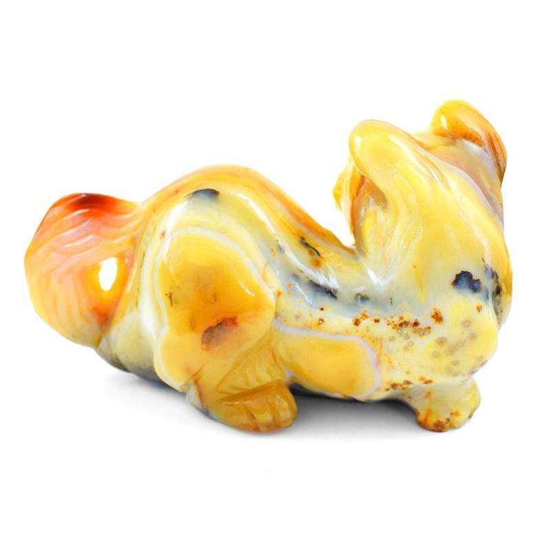 gemsmore:Exclusive Yellow Agate Hand Carved Cat - Massive Size