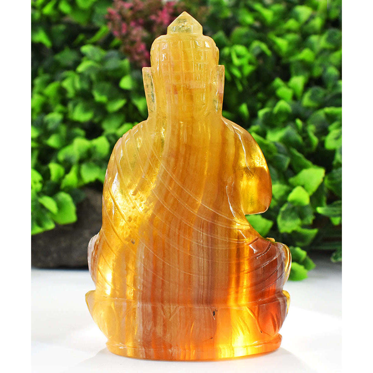 gemsmore:Exclusive Yellow Fluorite Hand Carved Lord Buddha