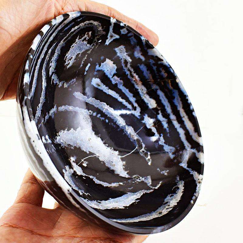 gemsmore:Exclusive Zebra Agate Hand Carved Premium Piece Bowl