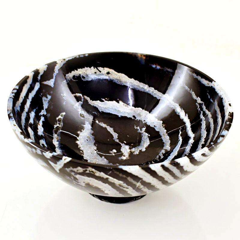 gemsmore:Exclusive Zebra Agate Hand Carved Premium Piece Bowl