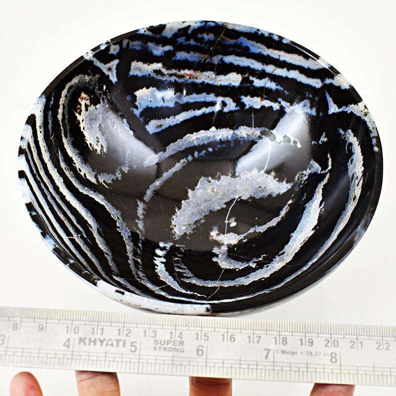 gemsmore:Exclusive Zebra Agate Hand Carved Premium Piece Bowl