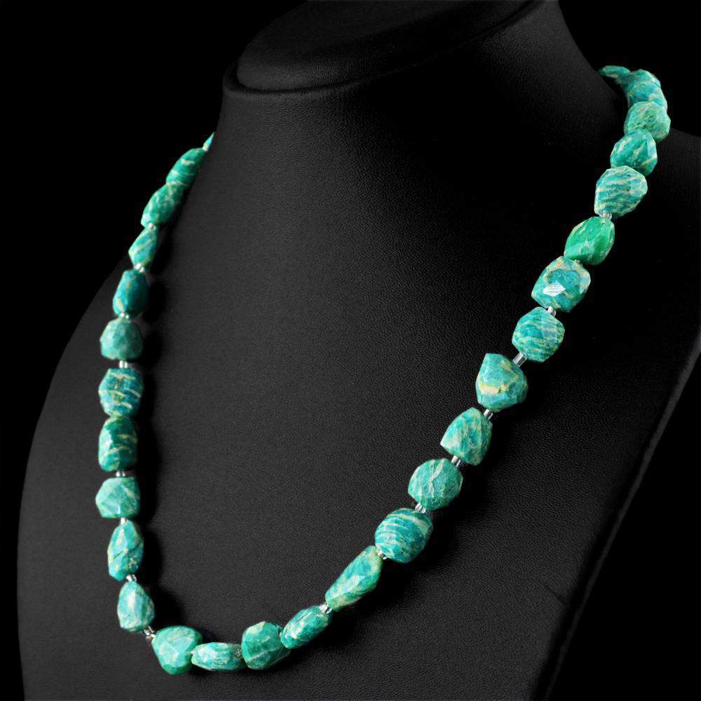 gemsmore:Faceted Amazonite Necklace Natural Untreated Genuine Beads