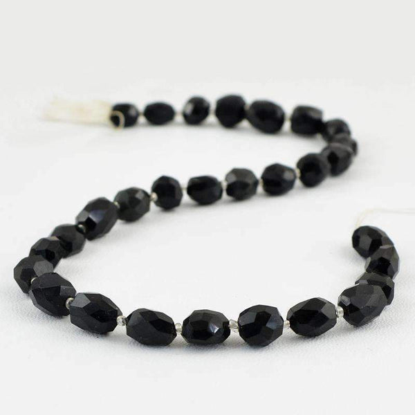 gemsmore:Faceted Black Spinel Beads Strand Natural Drilled