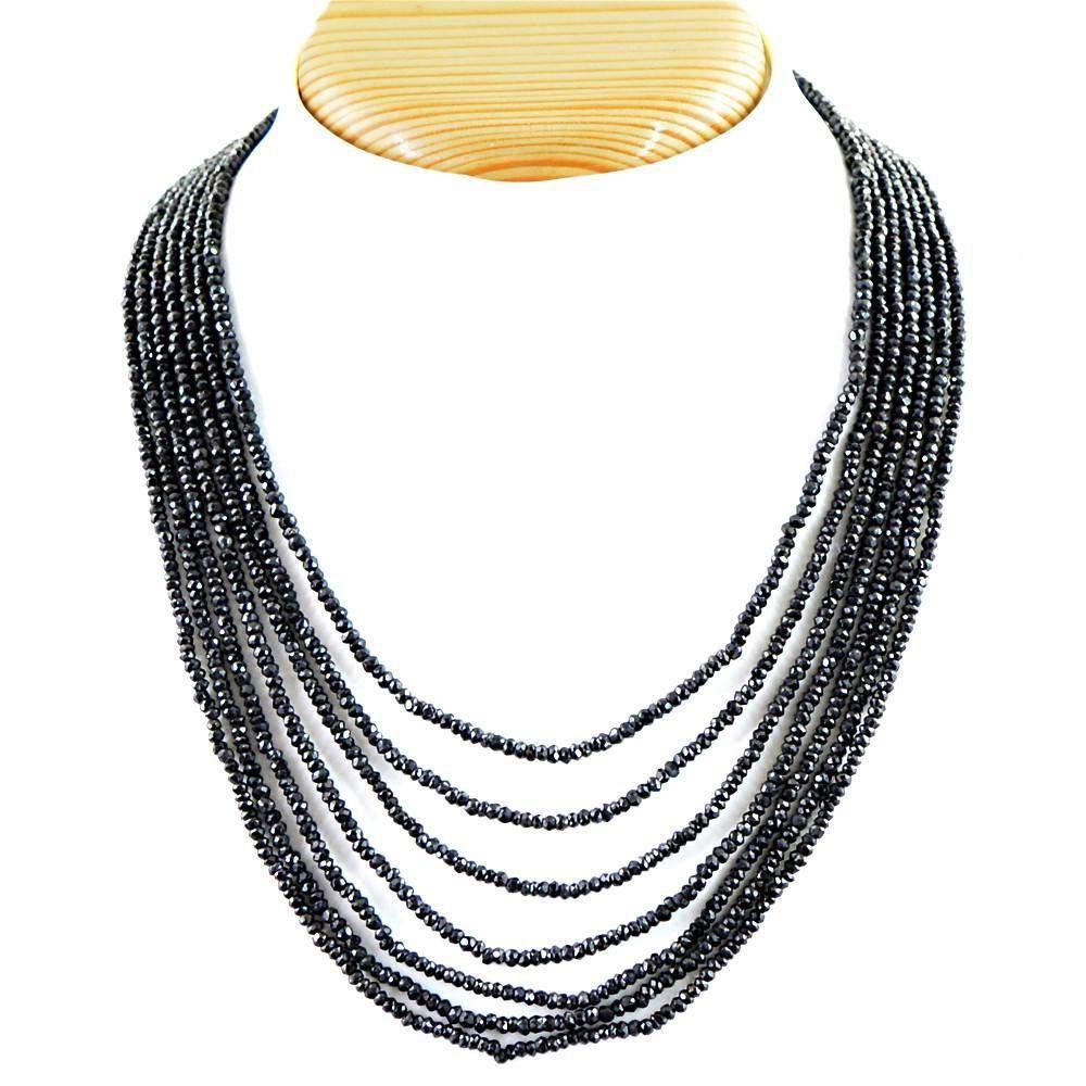 gemsmore:Faceted Black Spinel Necklace Natural Round Shape Beads