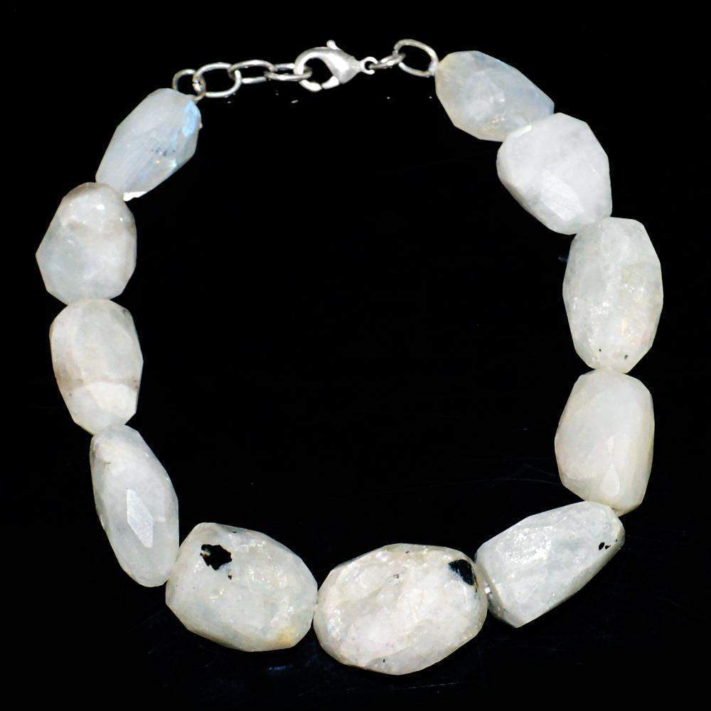 gemsmore:Faceted Blue Flash Moonstone Bracelet Natural Untreated Beads