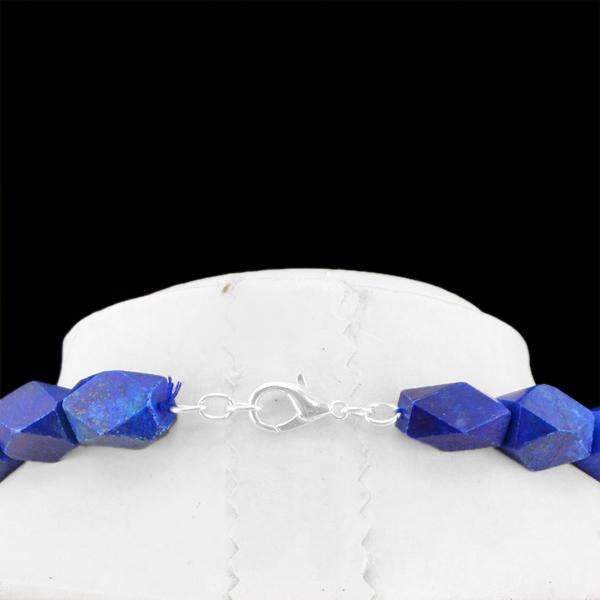 gemsmore:Faceted Blue Lapis Lazuli Necklace Natural Untreated Beads