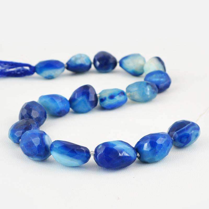 gemsmore:Faceted Blue Onyx Strand Natural Drilled Beads