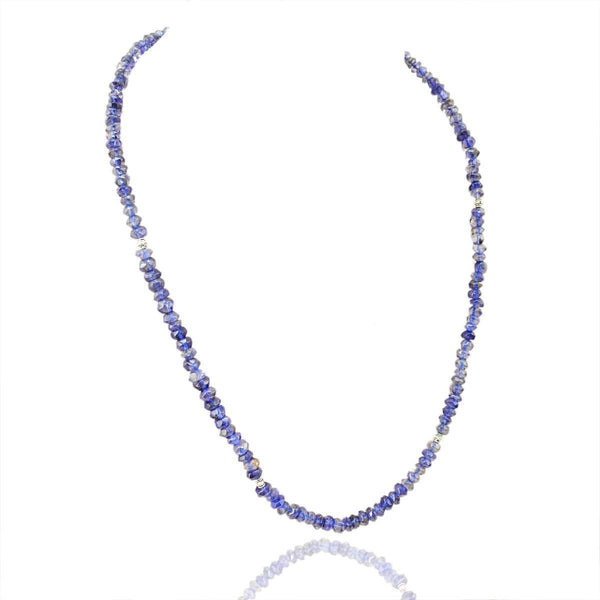 gemsmore:Faceted Blue Tanzanite Necklace Natural Round Beads