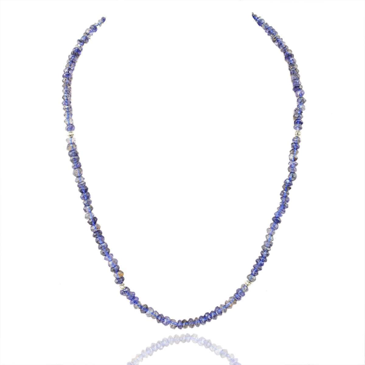 gemsmore:Faceted Blue Tanzanite Necklace Natural Round Beads