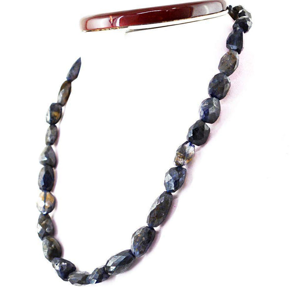 gemsmore:Faceted Blue Tanzanite Necklace Natural Single Strand Untreated Beads