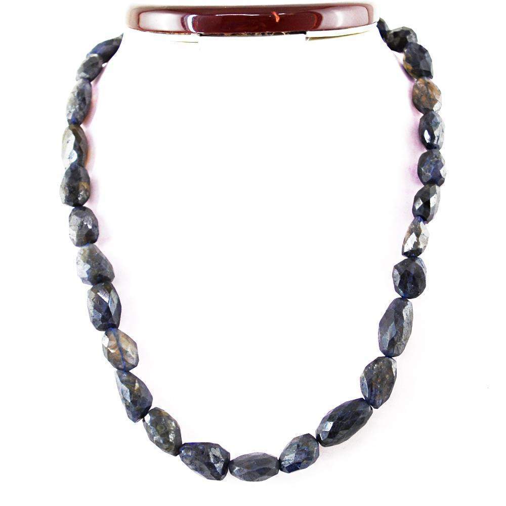 gemsmore:Faceted Blue Tanzanite Necklace Natural Single Strand Untreated Beads