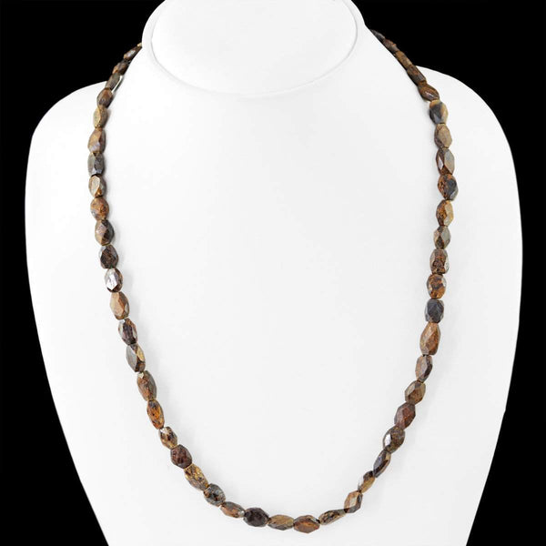 gemsmore:Faceted Brown Bronzite Necklace Natural Untreated Beads