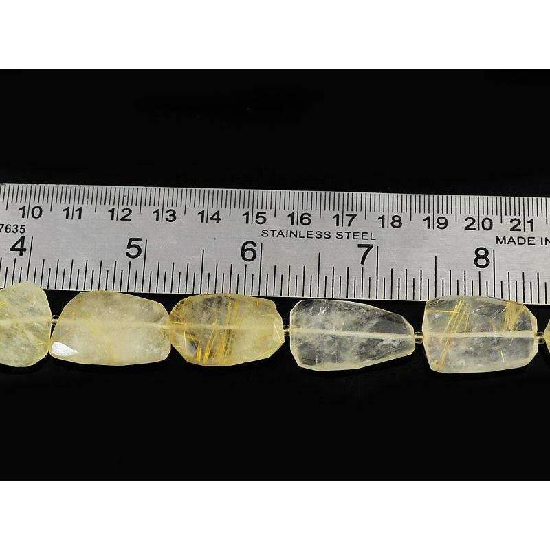 gemsmore:Faceted Golden Rutile Quartz Beads Strand Natural Drilled