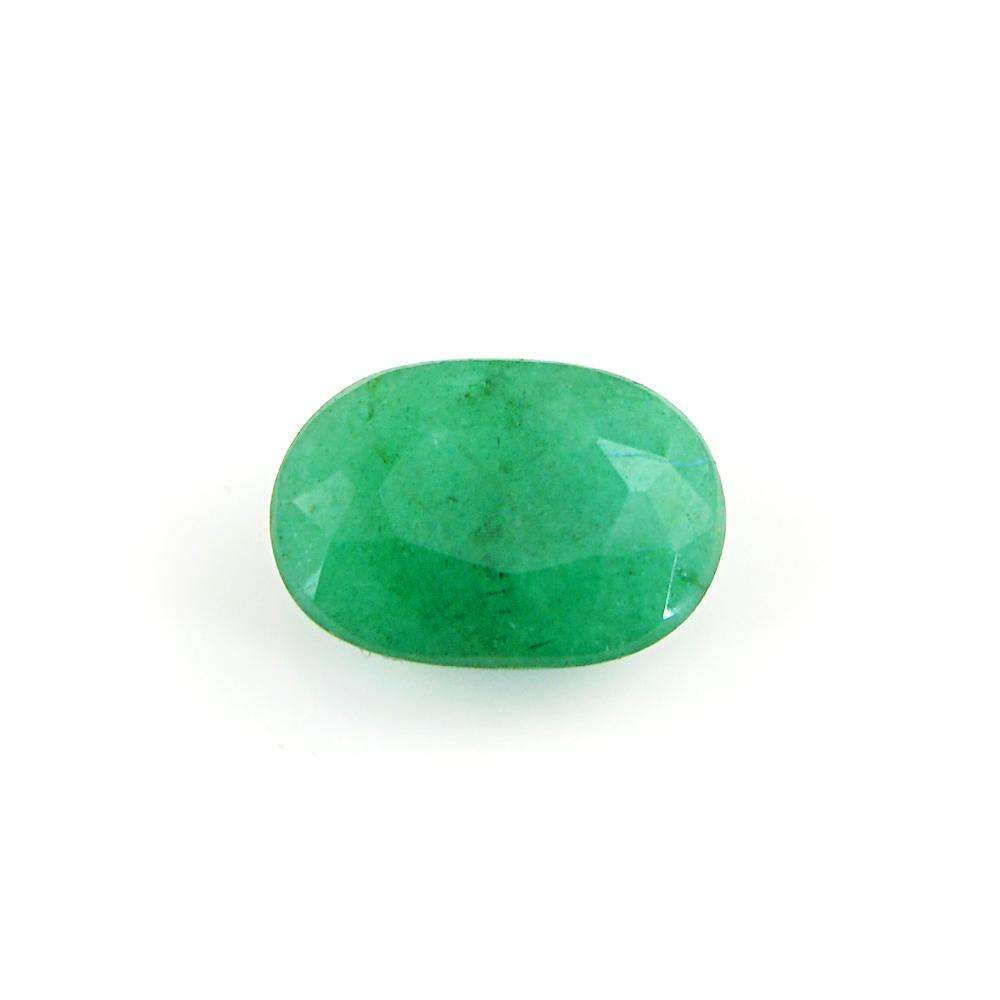 gemsmore:Faceted Green Emerald Gemstone Earth Mined Oval Shape