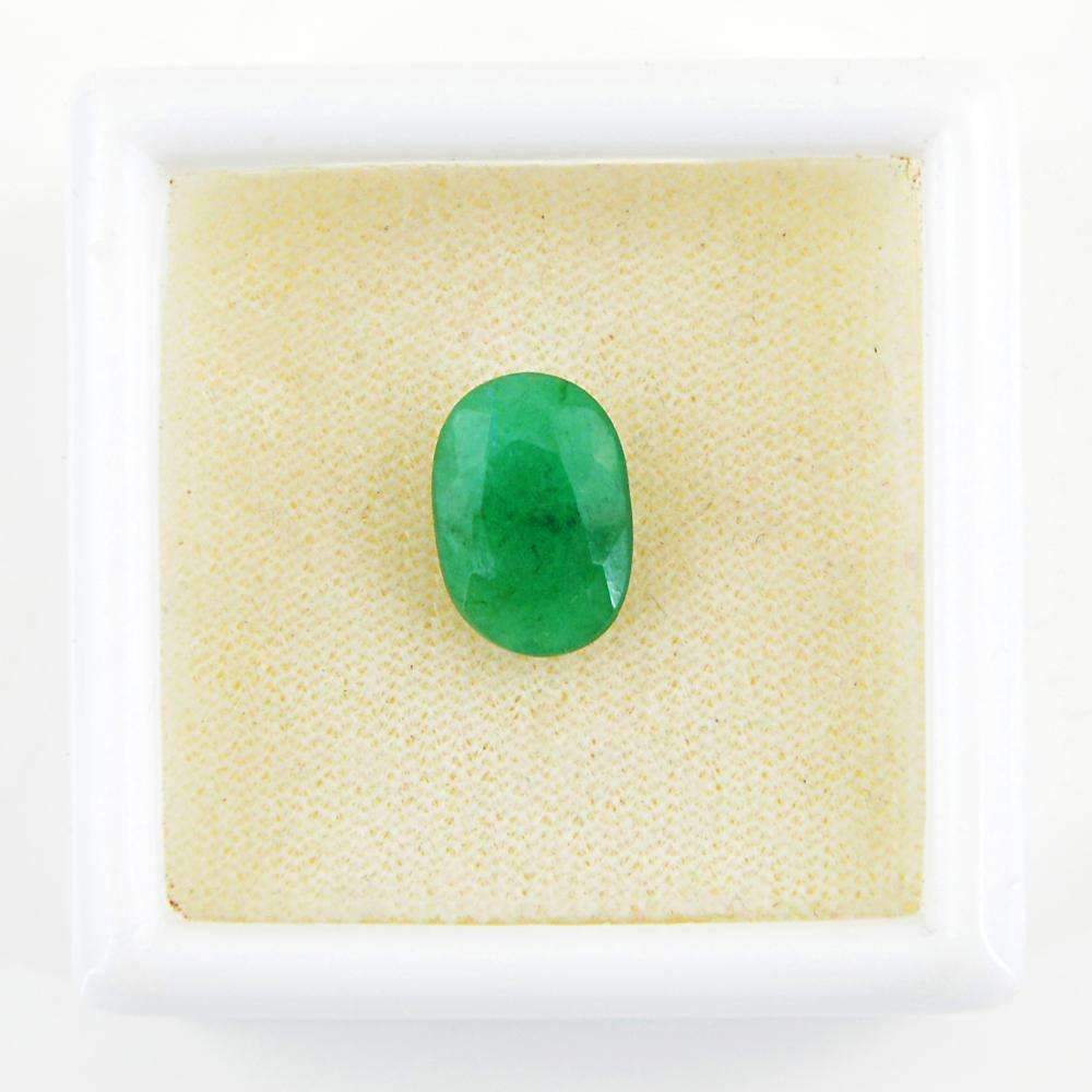 gemsmore:Faceted Green Emerald Gemstone Earth Mined Oval Shape