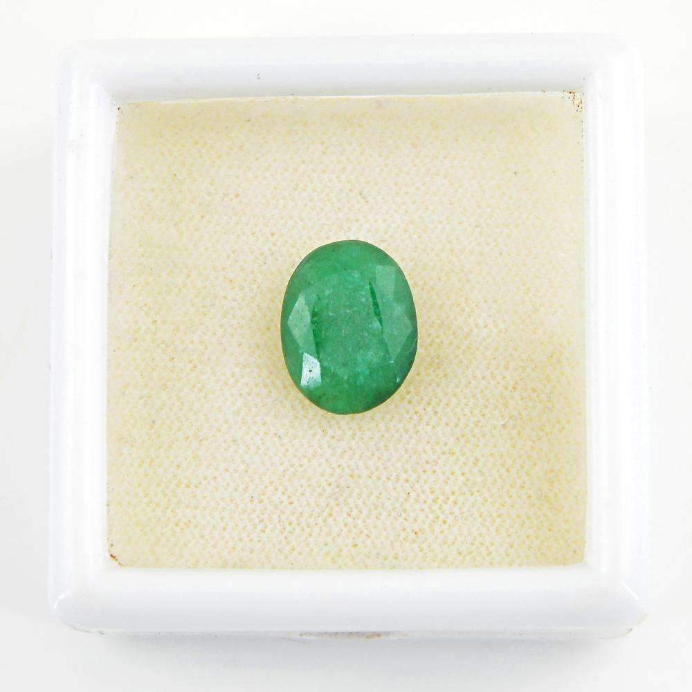 gemsmore:Faceted Green Emerald Gemstone Earth Mined Oval Shape