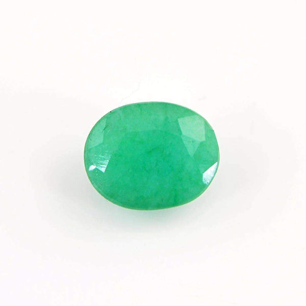 gemsmore:Faceted Green Emerald Gemstone Earth Mined Oval Shape