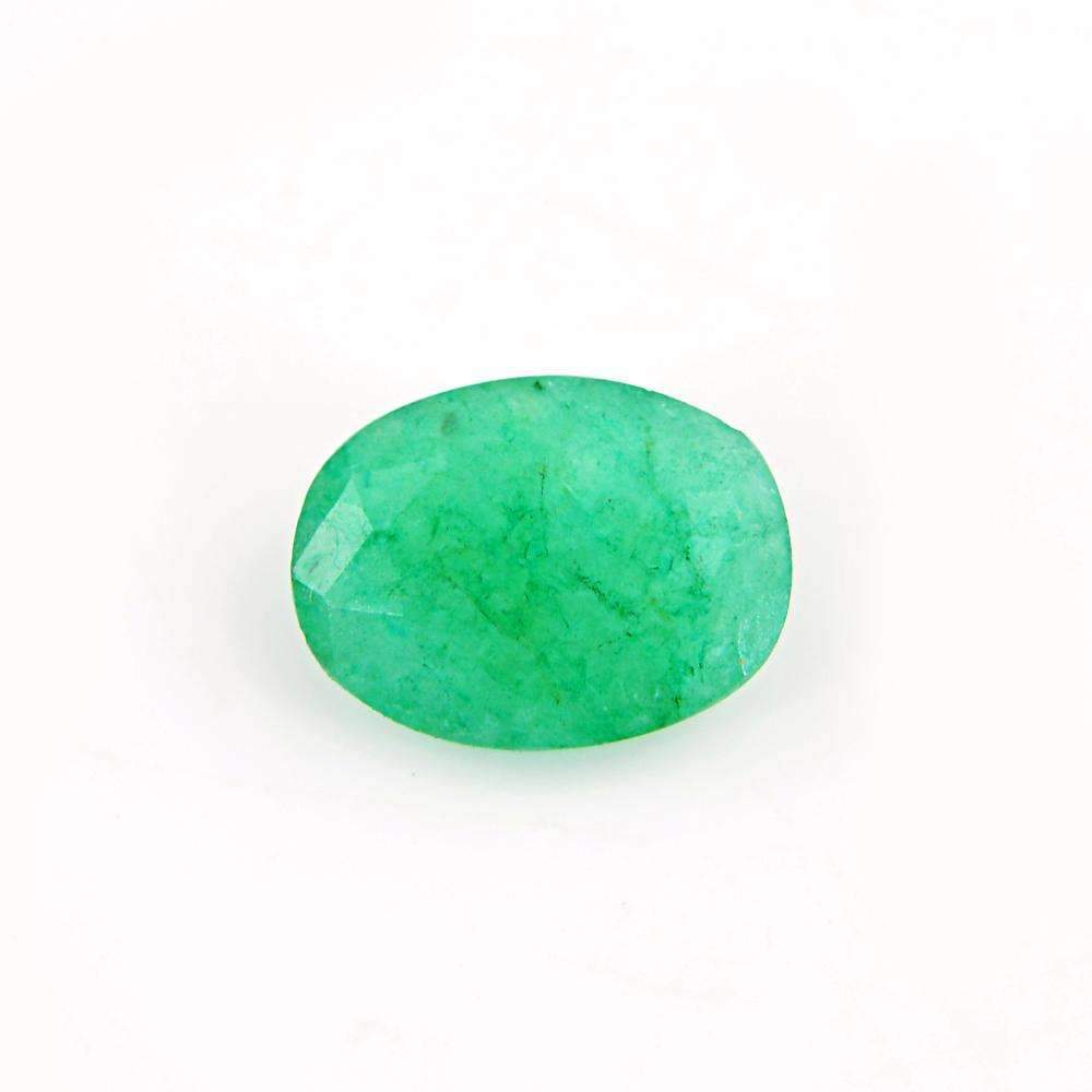 gemsmore:Faceted Green Emerald Gemstone Earth Mined Oval Shape