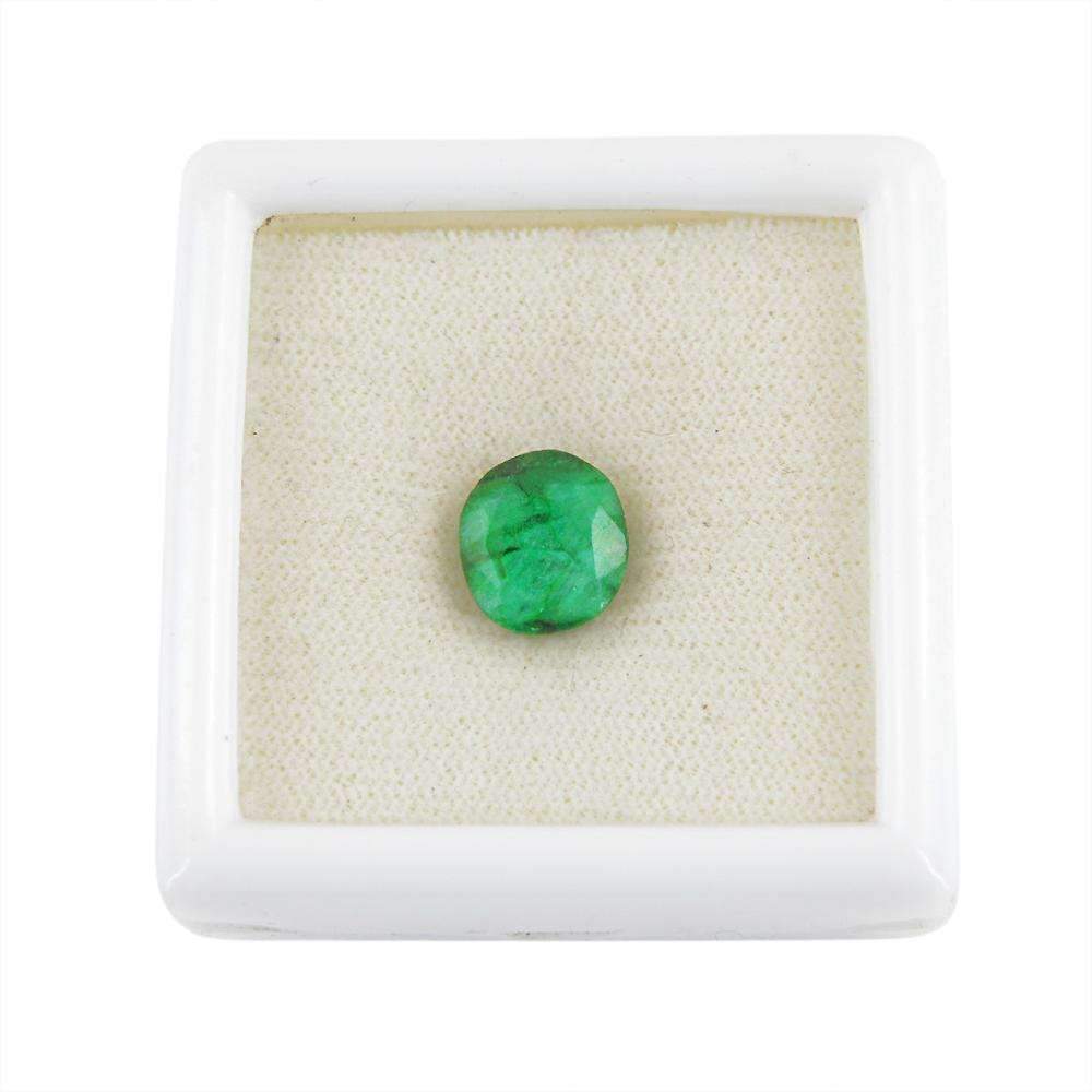 gemsmore:Faceted Green Emerald Gemstone Earth Mined Oval Shape