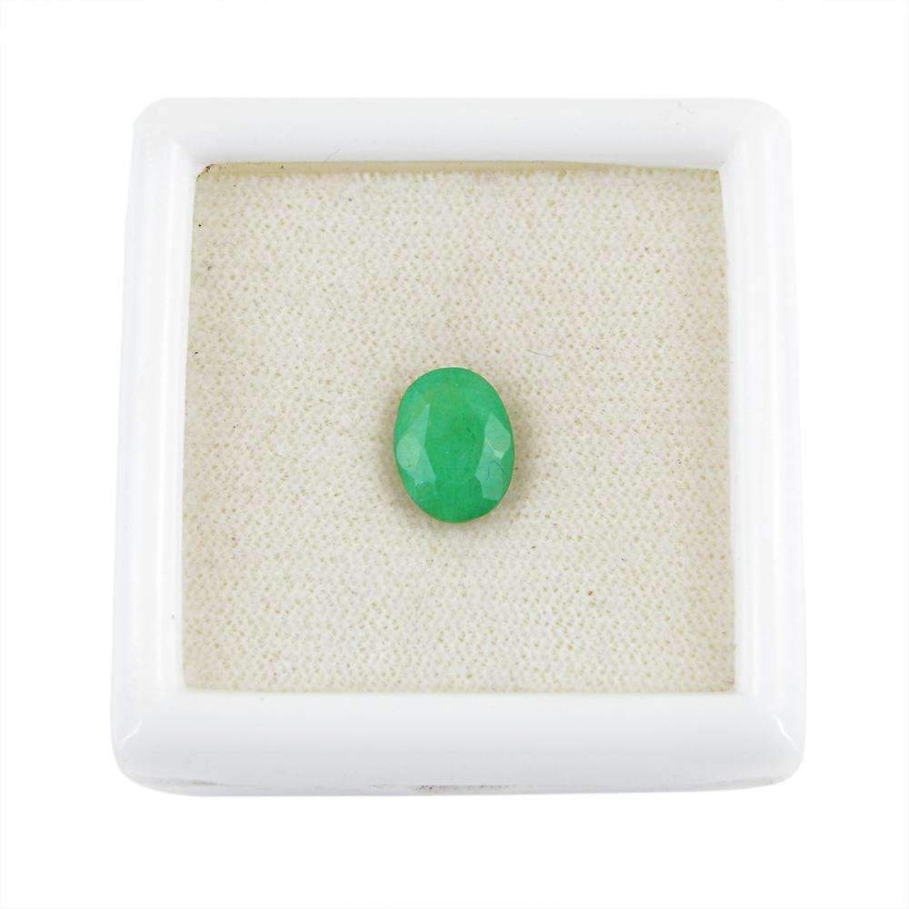 gemsmore:Faceted Green Emerald Gemstone Earth Mined Oval Shape