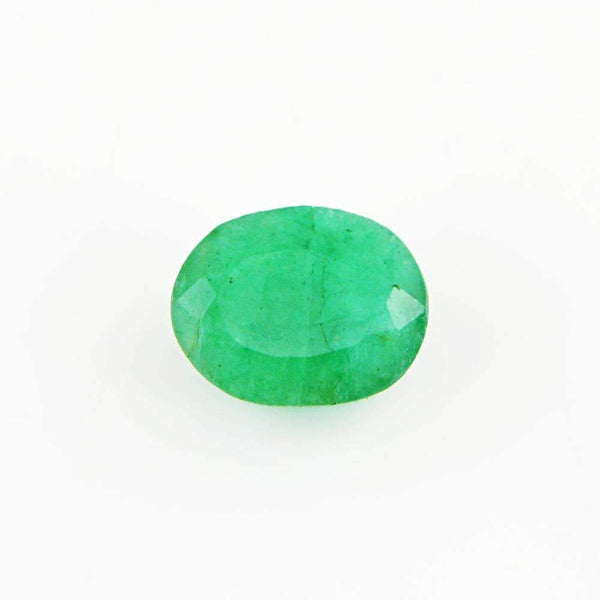 gemsmore:Faceted Green Emerald Gemstone Earth Mined Oval Shape