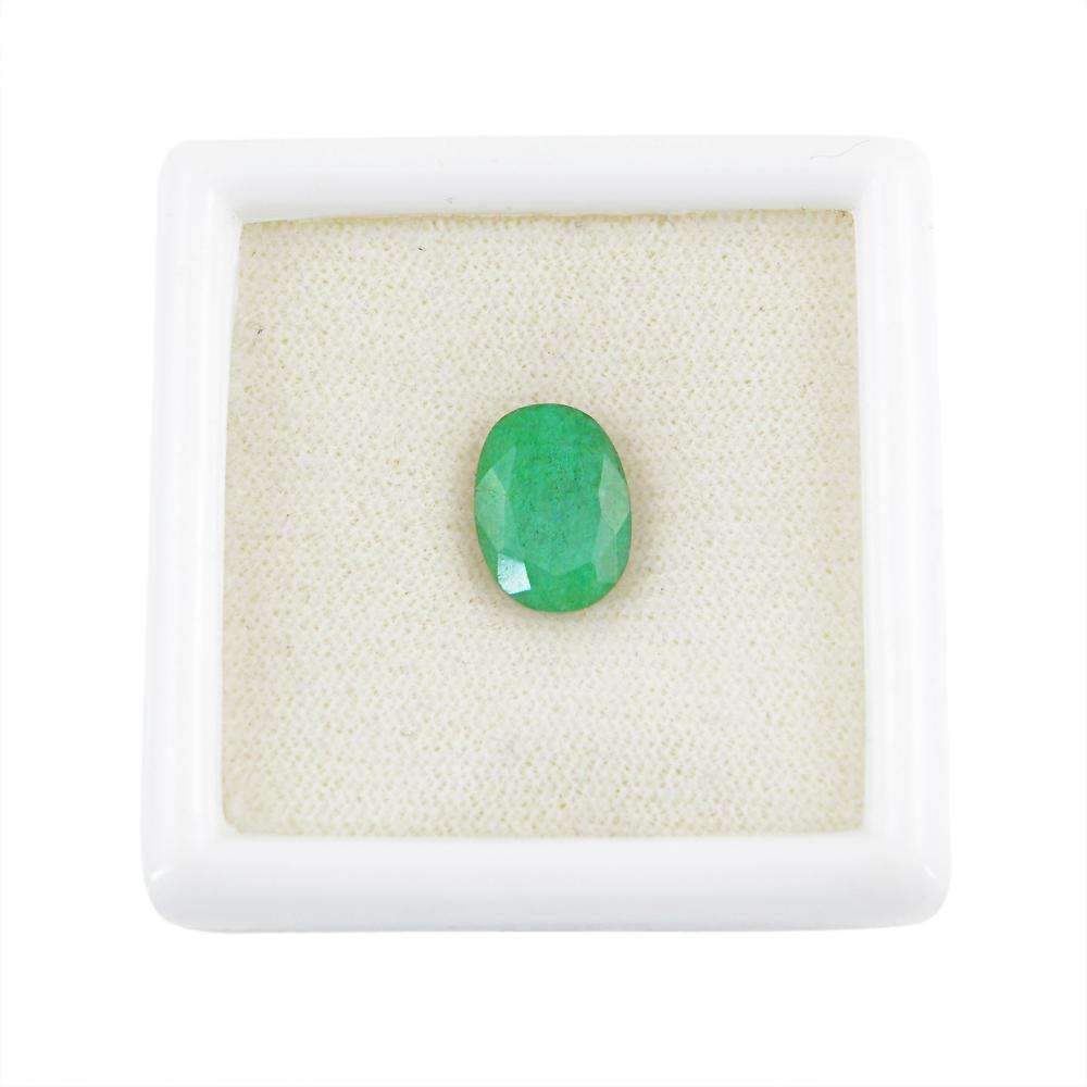 gemsmore:Faceted Green Emerald Gemstone Earth Mined Oval Shape