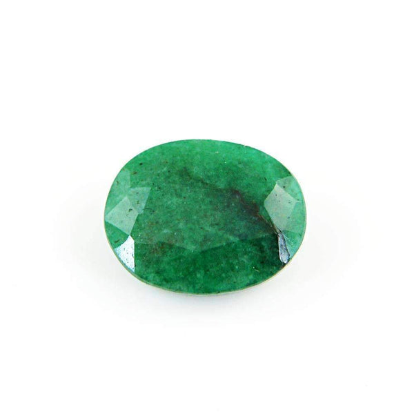 gemsmore:Faceted Green Emerald Gemstone Earth Mined Oval Shape