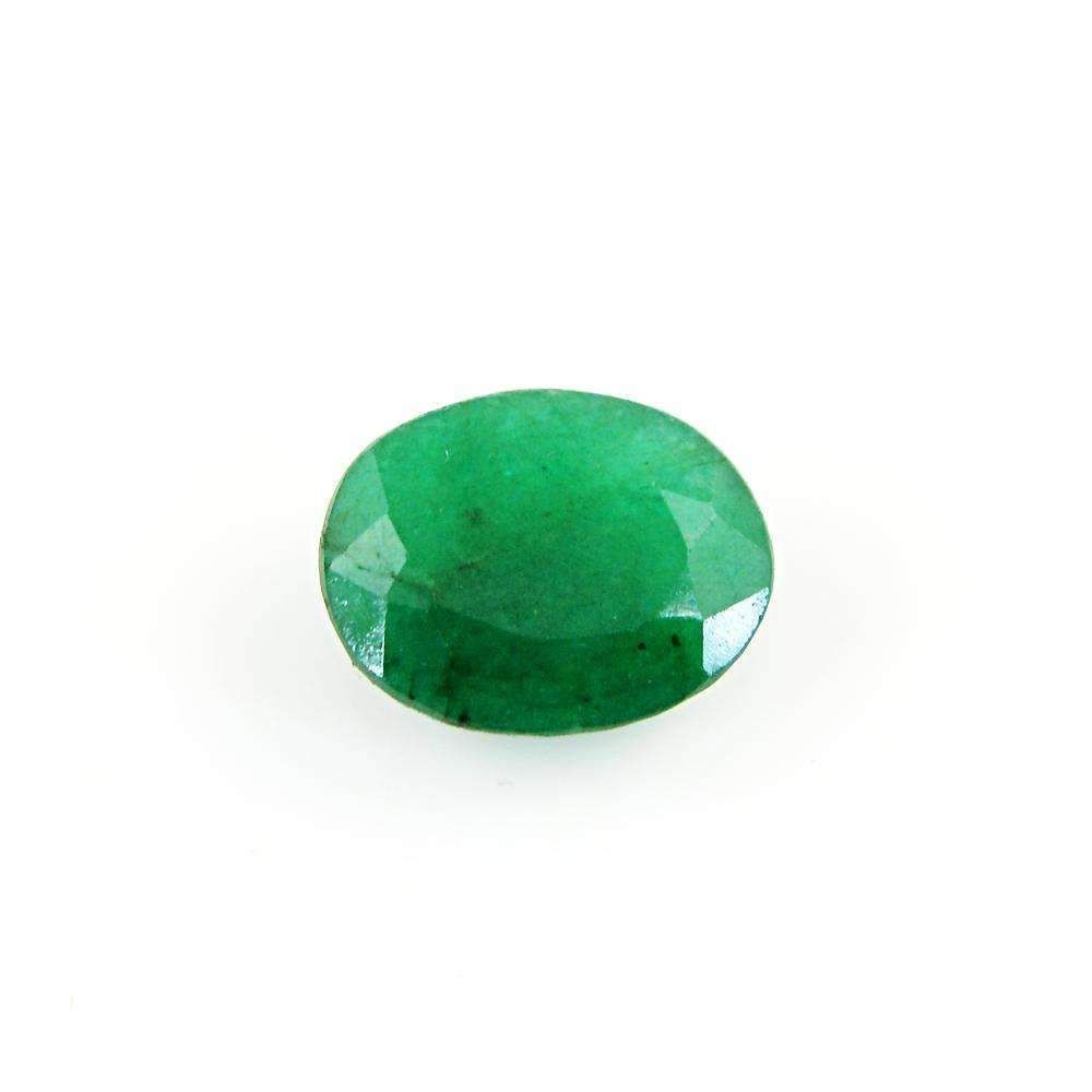 gemsmore:Faceted Green Emerald Gemstone Earth Mined Oval Shape