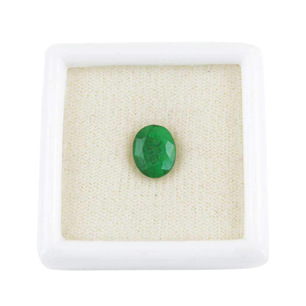 gemsmore:Faceted Green Emerald Gemstone Earth Mined Oval Shape