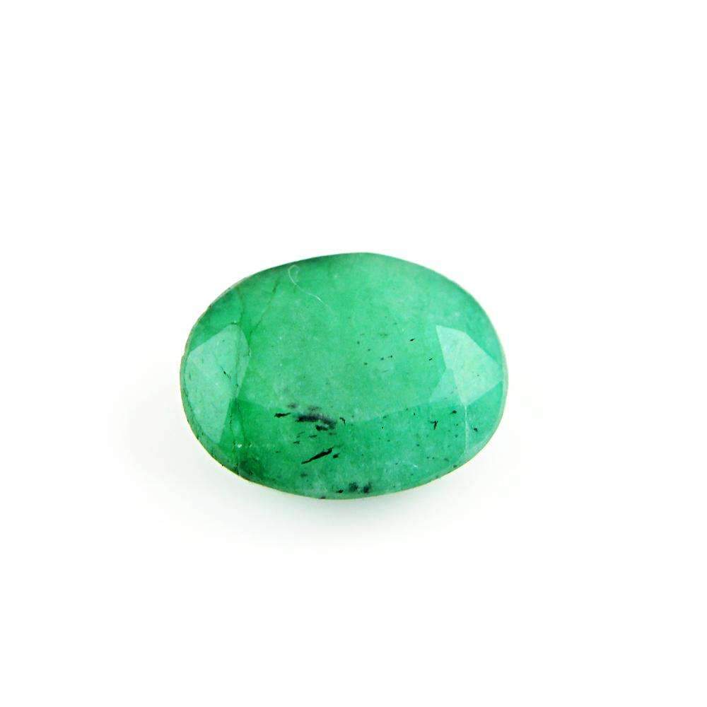 gemsmore:Faceted Green Emerald Gemstone Earth Mined Oval Shape