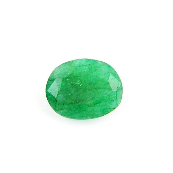 gemsmore:Faceted Green Emerald Gemstone Earth Mined Oval Shape