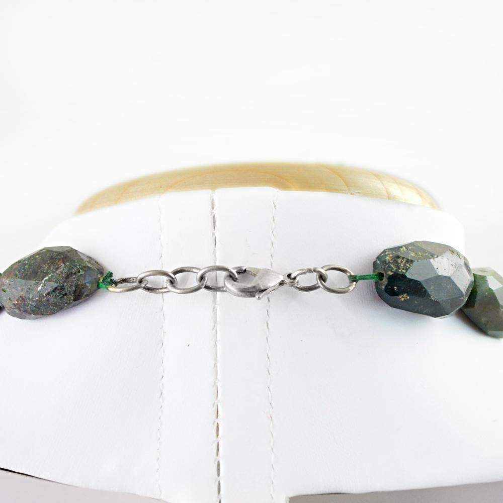 gemsmore:Faceted Green Moss Agate Necklace Natural Untreated Beads