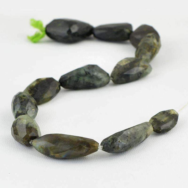 gemsmore:Faceted Green Phrenite Strand Natural Drilled Beads