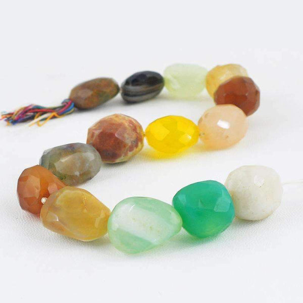 gemsmore:Faceted Multicolor Multi Gemstone Strand Natural Drilled Beads