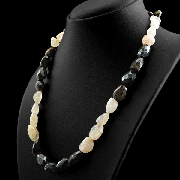 gemsmore:Faceted Multicolor Tourmaline Necklace Natural Untreated Beads