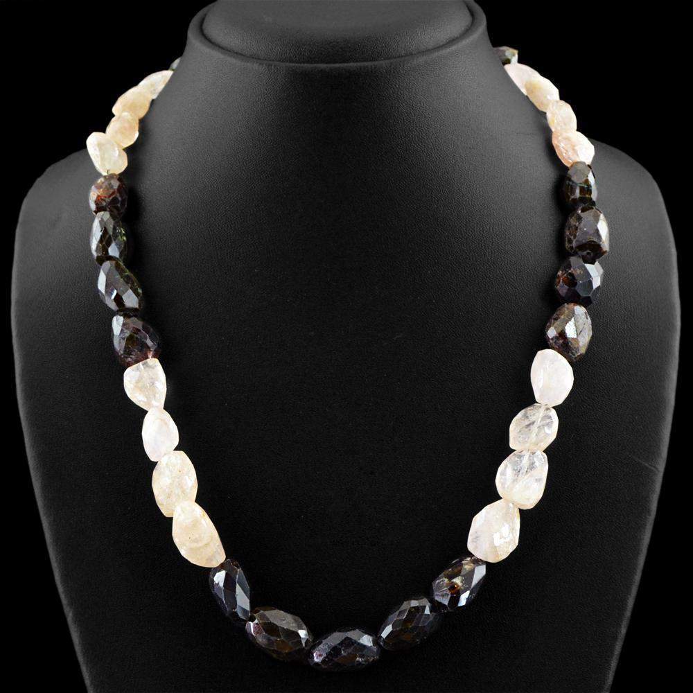 gemsmore:Faceted Multicolor Tourmaline Necklace Natural Untreated Beads