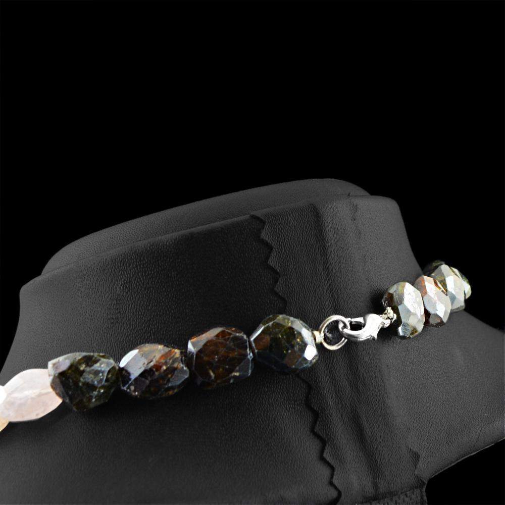 gemsmore:Faceted Multicolor Tourmaline Necklace Natural Untreated Beads
