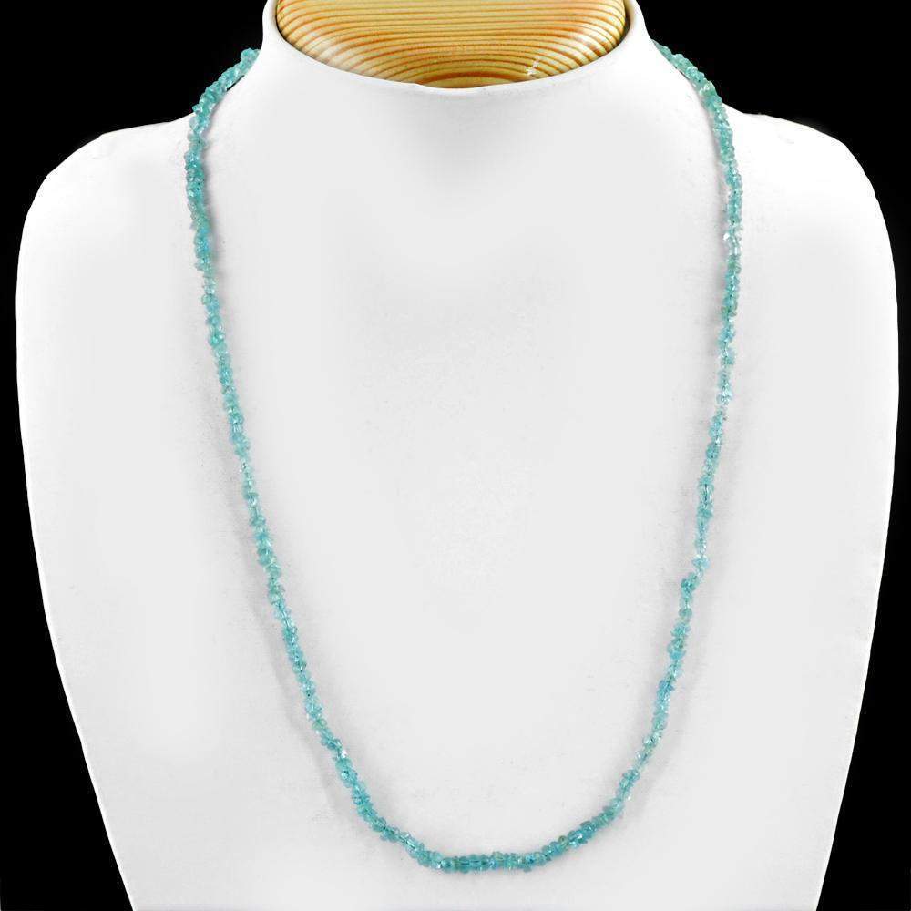 gemsmore:Faceted Natural Blue Apatite Beads Necklace