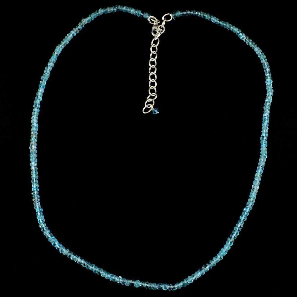 gemsmore:Faceted Natural Blue Apatite Necklace Round Shape Beads