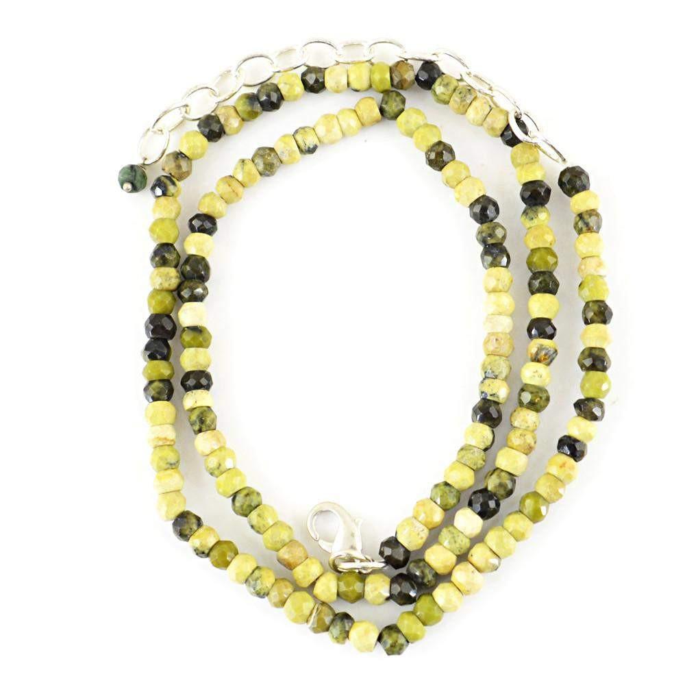 gemsmore:Faceted Natural Cat's Eye Necklace Untreated Round Shape Beads