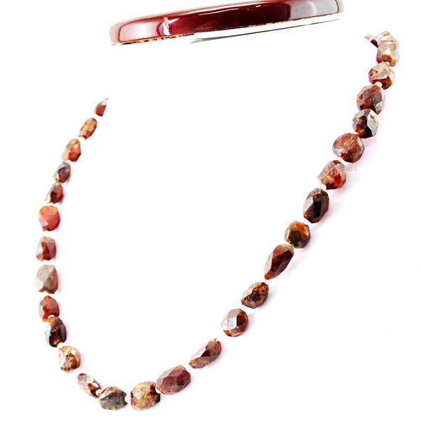 gemsmore:Faceted Natural Indian Opal Necklace Untreated Beads