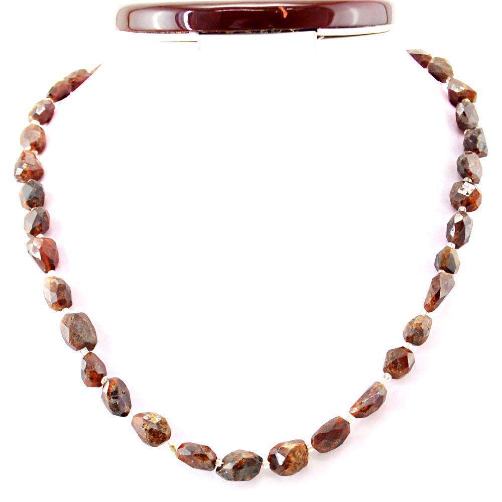 gemsmore:Faceted Natural Indian Opal Necklace Untreated Beads