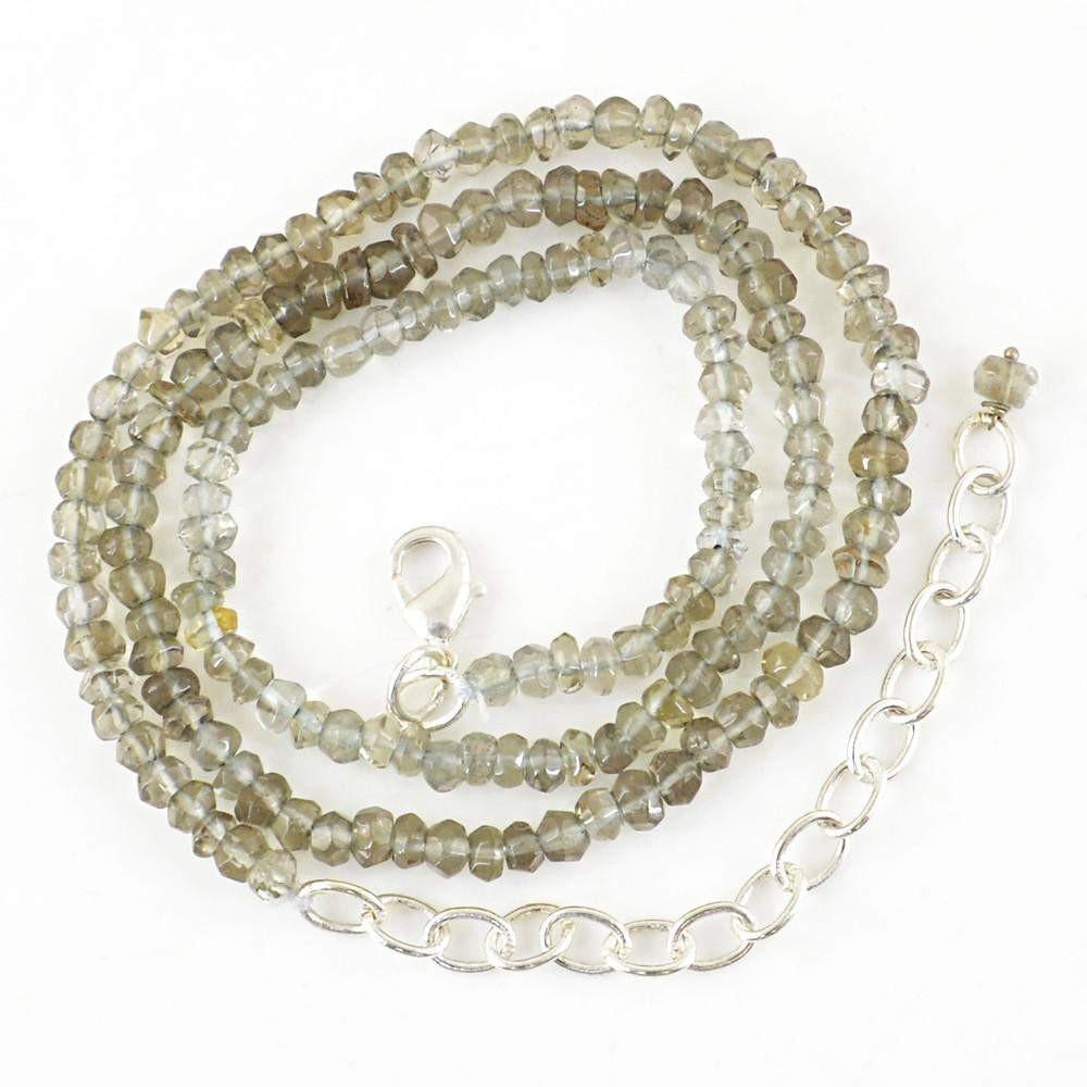 gemsmore:Faceted Natural Smoky Quartz Necklace Round Shape Beads