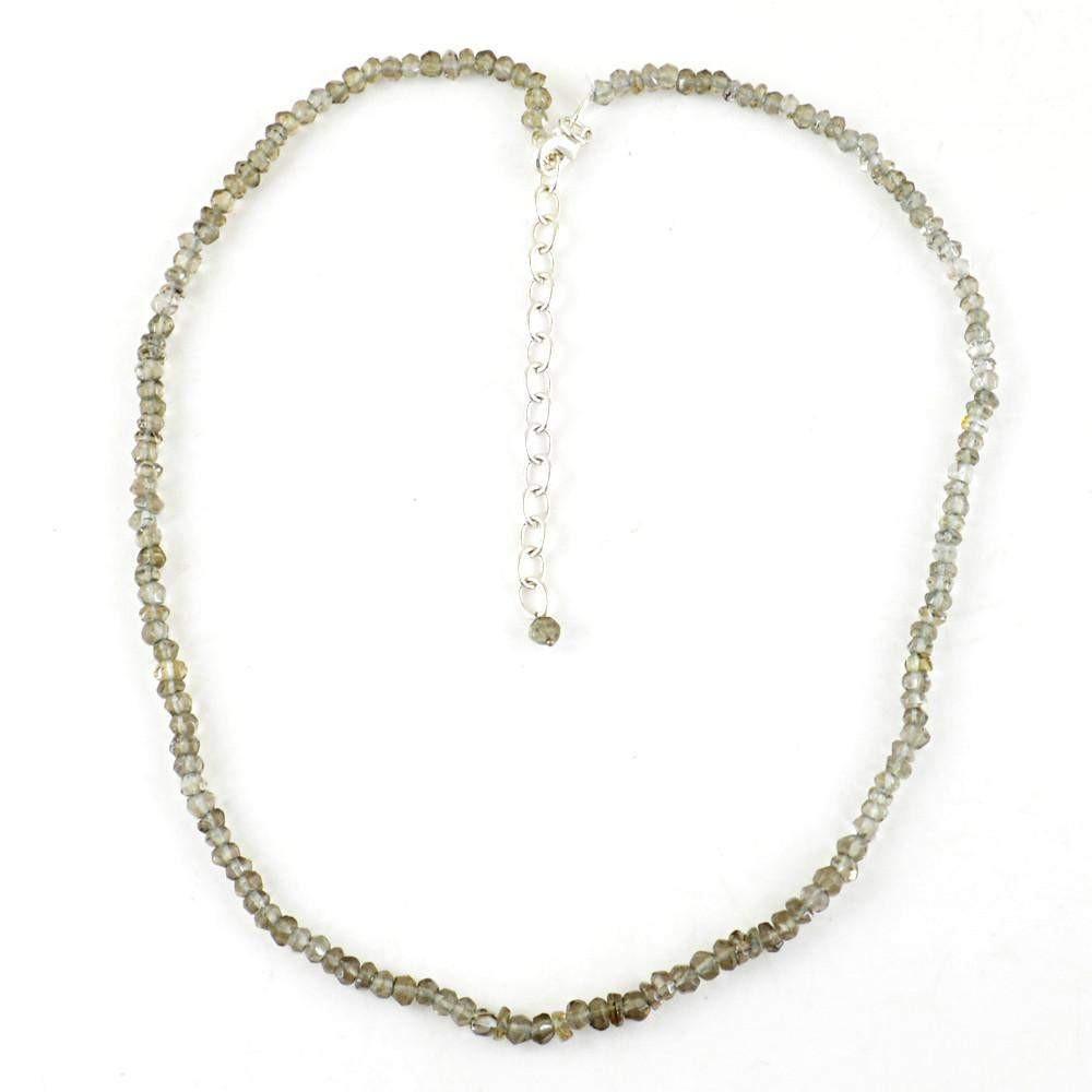 gemsmore:Faceted Natural Smoky Quartz Necklace Round Shape Beads