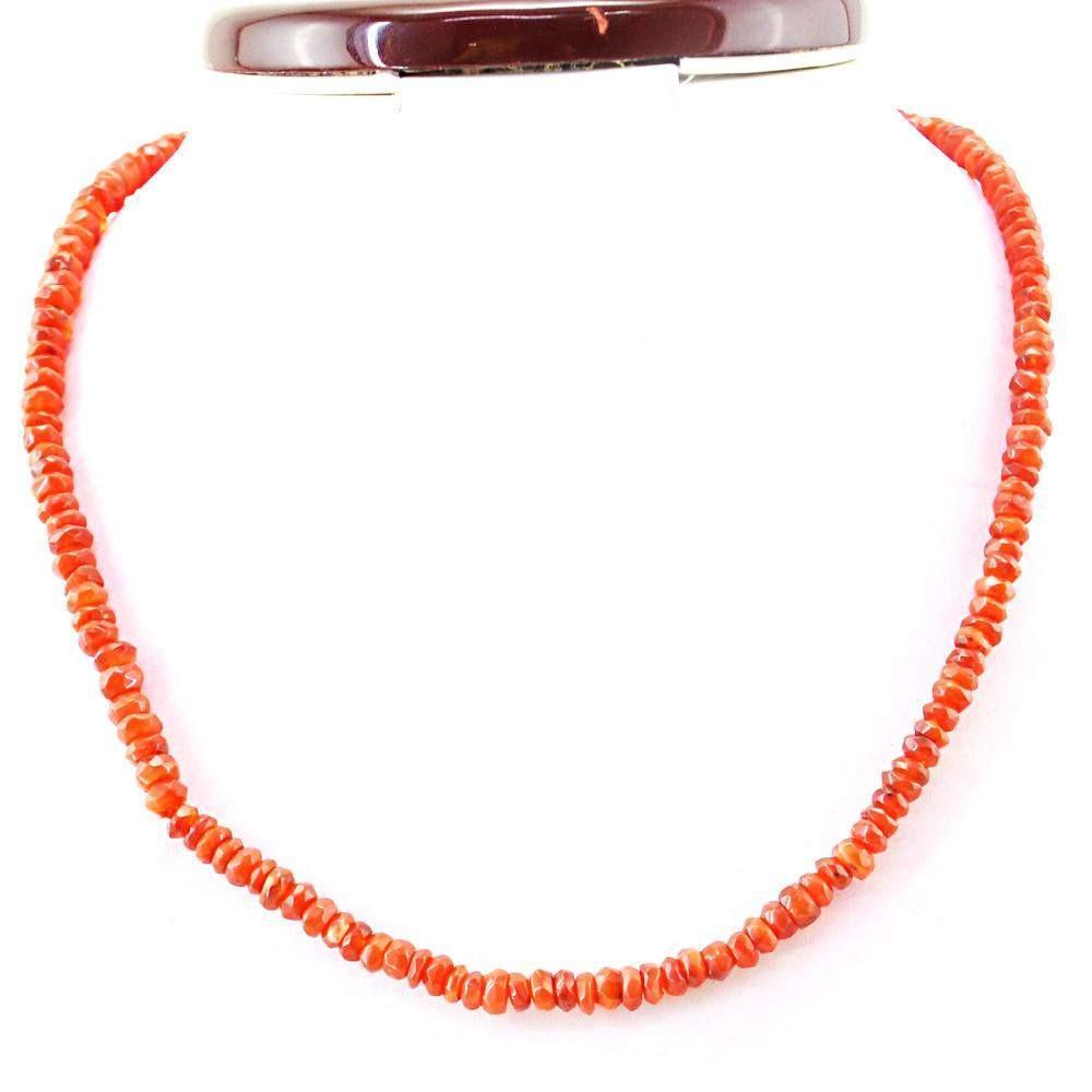 gemsmore:Faceted Orange Carnelian Necklace Natural Untreated Round Beads