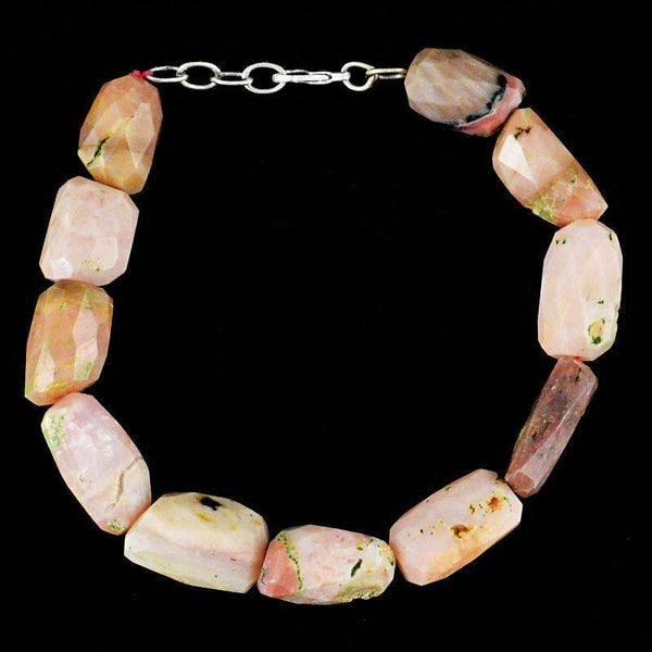 gemsmore:Faceted Pink Australian Opal Beads Bracelet Natural Untreated