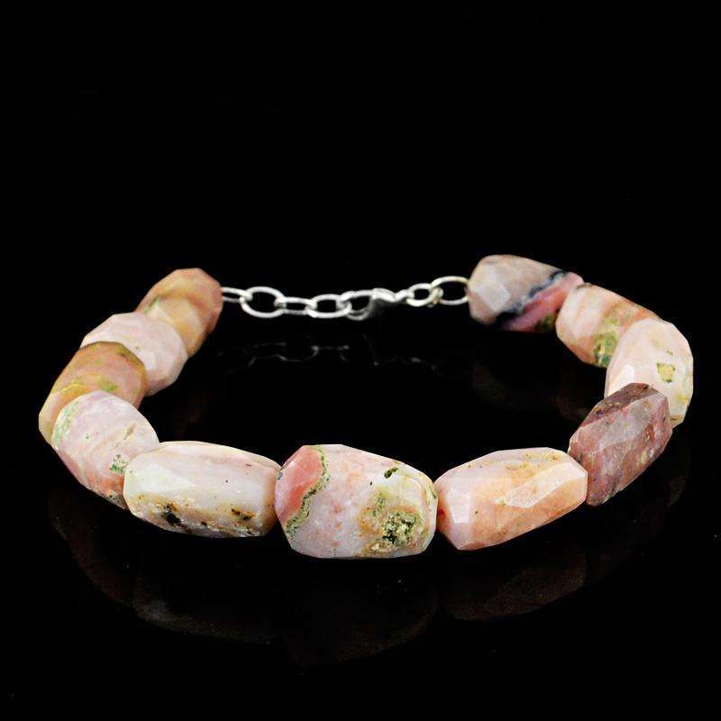 gemsmore:Faceted Pink Australian Opal Beads Bracelet Natural Untreated