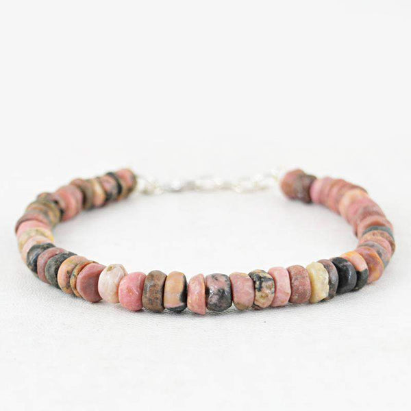 gemsmore:Faceted Pink Australian Opal Bracelet Natural Round Shape Beads