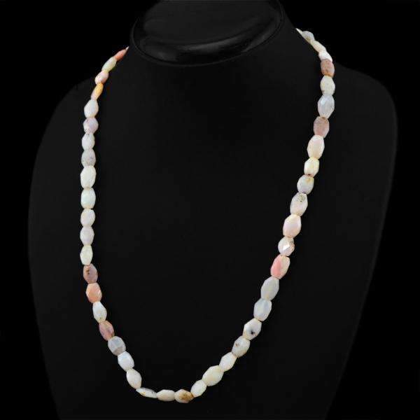 gemsmore:Faceted Pink Australian Opal Necklace Natural Untreated Beads