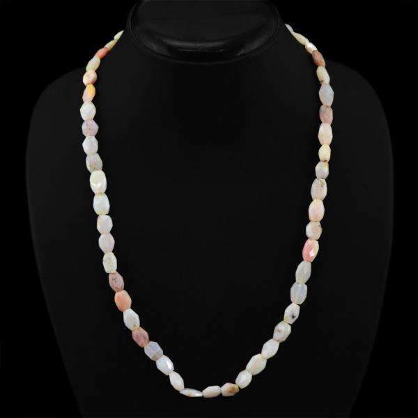 gemsmore:Faceted Pink Australian Opal Necklace Natural Untreated Beads